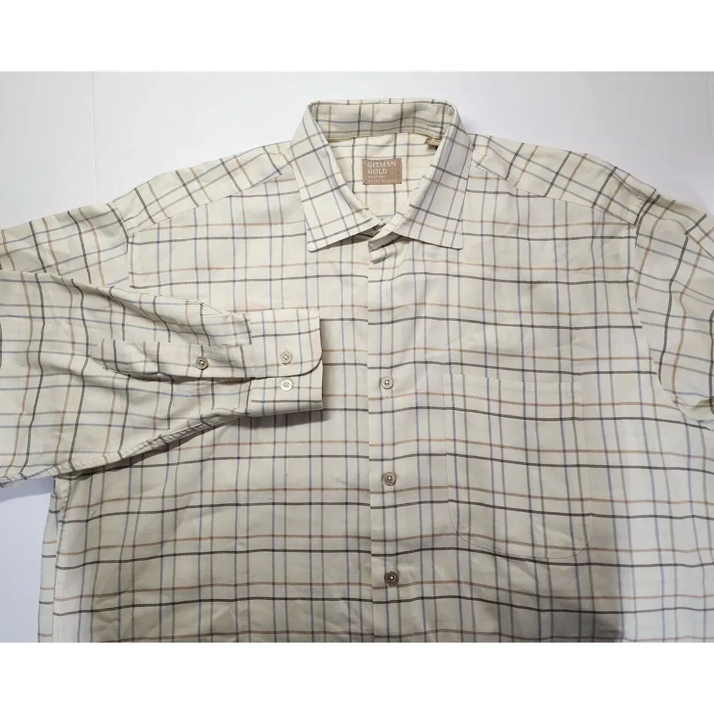 Gitman Gold Mens Size L Made in USA Long Sleeve Button‎ Down Shirt